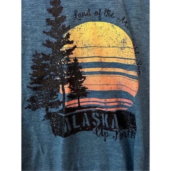 New Alaska Souvenir tree AK Gift Short Sleeve T Shirt sz xL Sunset S M L XL? - Picture 3 of 4